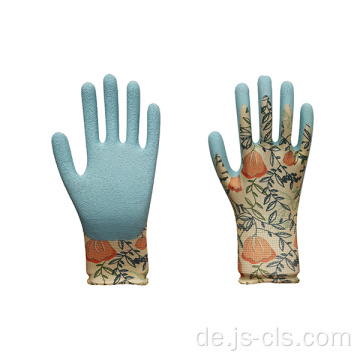 Gartenserie gedruckte Polyester -Palmschaum -Latexhandschuhe gedruckt